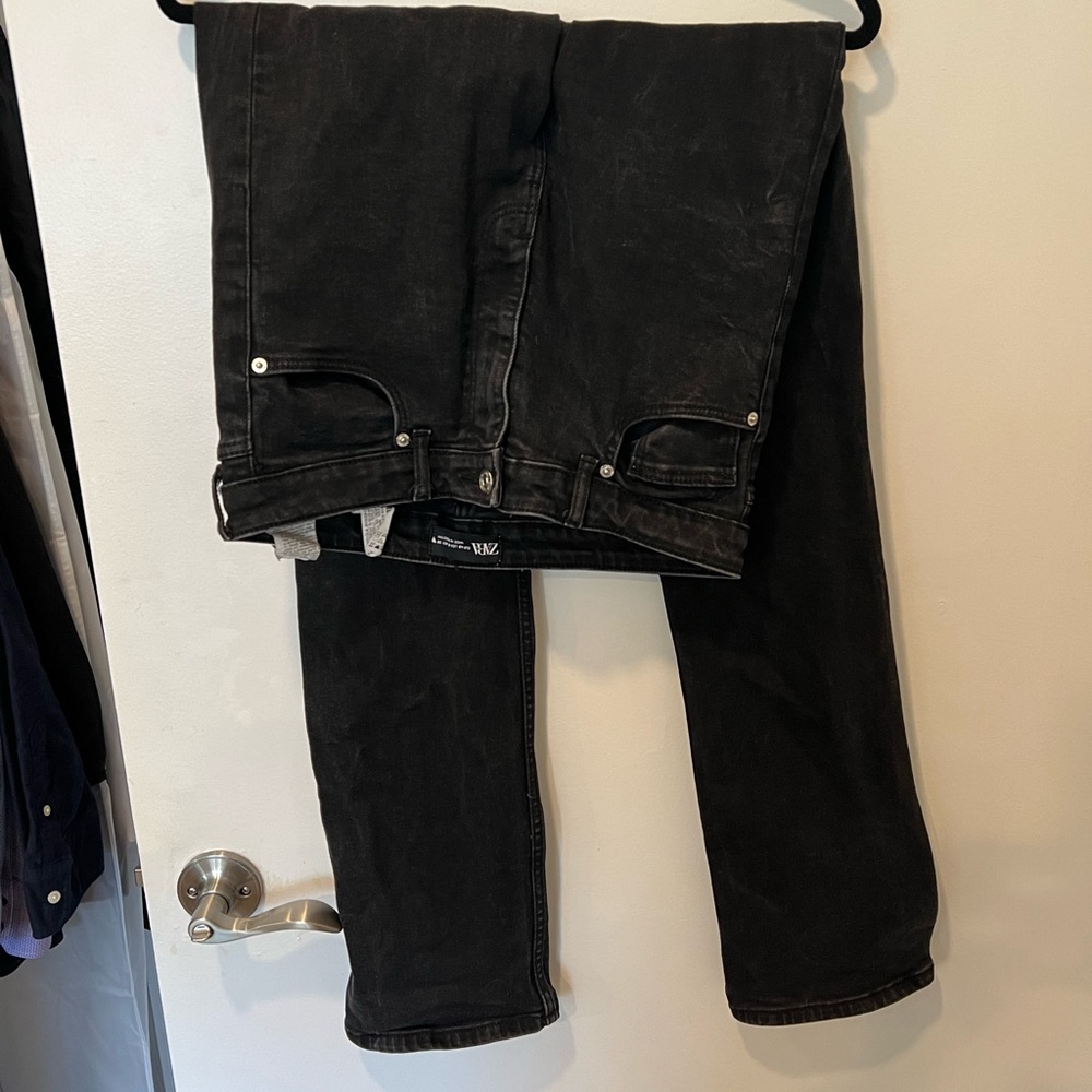 ZARA black skinny jeans with ankle slit